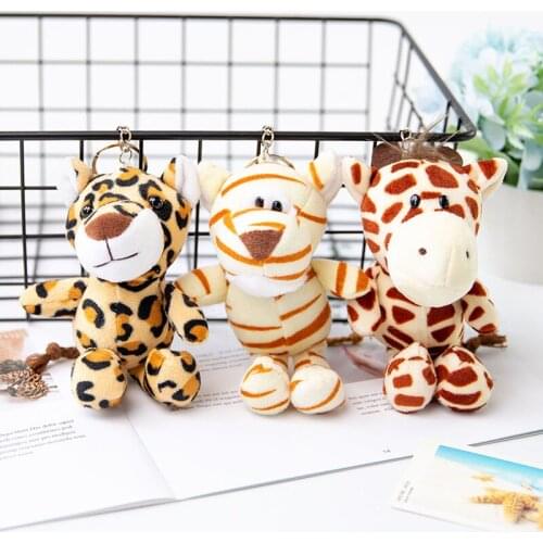 10PCS 14cm Cool Simulation Animal Lion Decoration Bag Plush Mini Pendant Keychain Doll Ring Toy