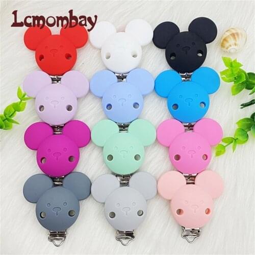 10PCS Baby Silicone Clips Pacifier Dummy Teether Chain Holder Clips DIY Baby Mouse Animal Nursing Teething Toy Clip