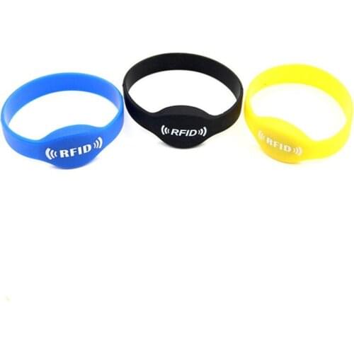 100pcs 13.56Mhz UID changeable 1k S50 0 block writable RFID bracelet writable Proximity IC silicone wristband