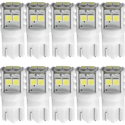 10X T10 W5W Ceramics LED Waterproof Wedge Licence Plate Lights WY5W Turn Side Lamp Car Reading Dome Light Auto Parking Bulb 12V