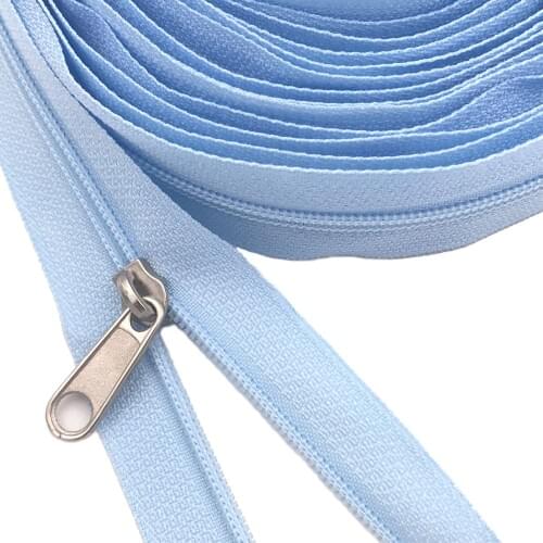 3# Bulk Nylon Coil Zippers with Zipper Sliders Candy Blue Yard Zippers Wholesale For DIY home Craft Sewing Garment Accessories