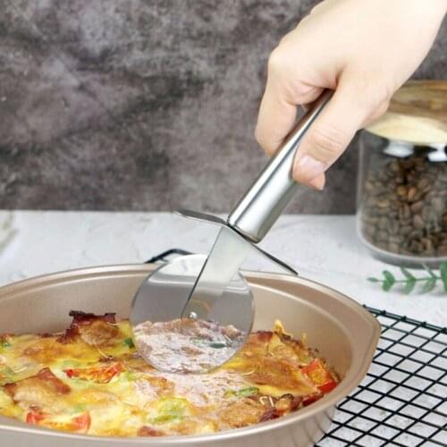 430 Stainless Seel Pizza Wheel Shortbread Cutting Knife Toast Bread Set Knife Hookable Anti-Cutting Hand Design Kitchen Pie Tool