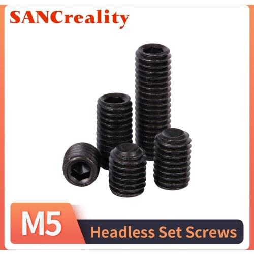 5/10/50Pcs M3 M4 M5 M6 M8 M10 Grade 12.9 High Tensile Flat Point Grub Screw Hexagon Socket Set Screws Headless Carbon Steel