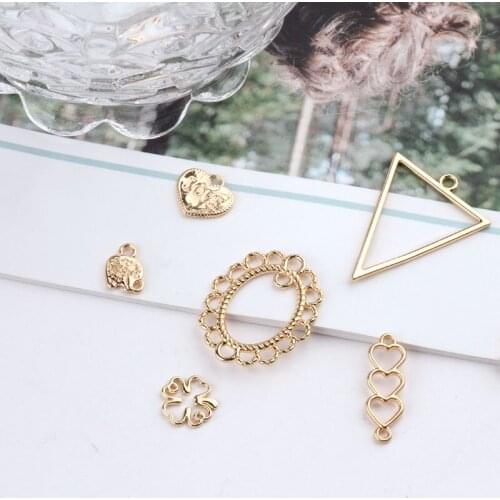 50pcs/lot alloy geometry triangle/rounds flower/hearts/Polygonal shape metal floating locket charms diy jewelry pendant accessoy