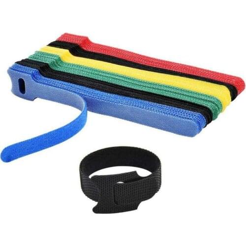 50pcs Nylon Hook And Loop Strap Cable Ties 15cm Length 1.2cm Width Self-adhesive Reusable Cord Tidy PC TV Tidy Hook Organizer