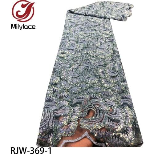 African Sequins Lace Fabric 2020 Hot Sale Nigerian Net Lace French Tulle Mesh Lace Fabrics for Wedding Dress RJW-369