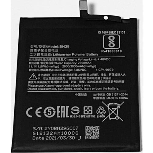 3.85V 3000mAh BN39 For For Xiaomi Mi Play M1901F9E M1901F9T аккумулятор Batterie Bateria Batteria batterij Batteri Battery