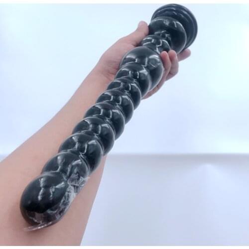 Extra Long Sucker Anal Butt Plug Thick SM Anal Bead Butt Plug Prostate Massager Large Crystal Ball Sex Toys for Woman Tail Plug