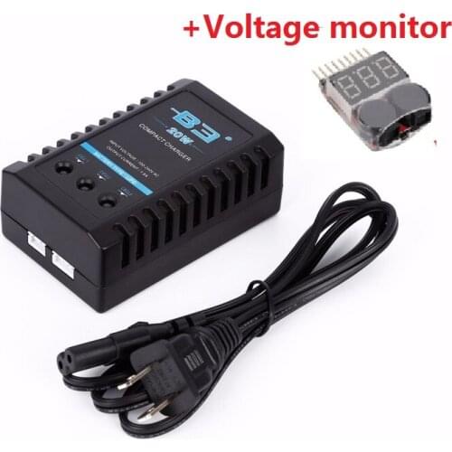 B3 20W Balance Charger 2S-3S Lipo Battery Charger RC Charger for RC Helicopter Model +Voltage monitor