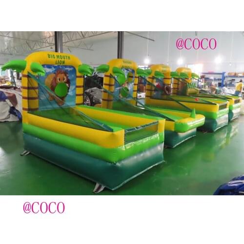 Free air ship to door, 4 in 1 inflatable carnival game, pvc durable baseball basketball ball toss game for kids