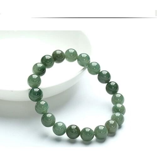 Free Shipping 10mm Perfect Chinese 100% A Grade Natural Jade/ Jadeite Bean Beads Bracelet
