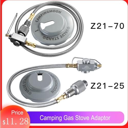 CAMPINGMOON Camping Gas Stove Adaptor Flat Gas Tank Connection Wire with Valve Flat Gas Tanks Connection Line Camping Supplies