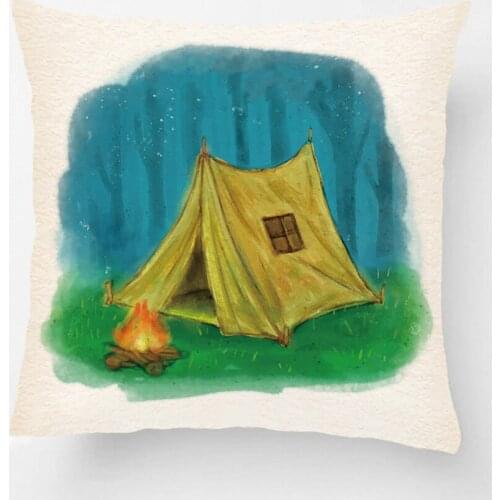 Forest Camping Night Printing Throw Pillow Case Decorative Cushion Cover For Sofa Car Seat Living Room Pillowcases
