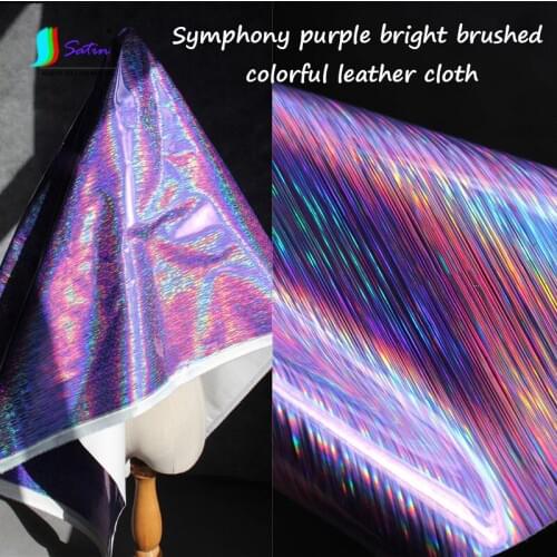 Symphony Purple Bright Brushed Colorful Leather Cloth Hard Stage Clothing Designer Creative Styling Background Fabric S0022F