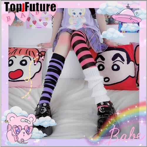 Fashion Cute Women Girls Kawaii Lolita Cotton Long Striped Thigh High Stocking Anime Cosplay Over Knee Socks