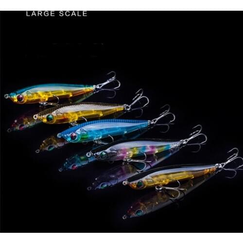 AS One Set 2 PCS Topwater 6.5cm 8cm 9.5cm Minnow Fishing Lure Rattling 3D Eyes Artificial Hard Bait Laser Fishing Tackle