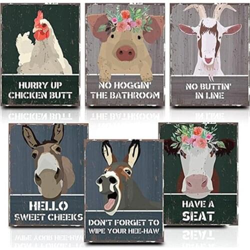 Donkey Cow Pig Goat Farm Animal Oil Painting Print On Canvas Art Postes And Prints Nordic Retro Art Pictures For Living Room