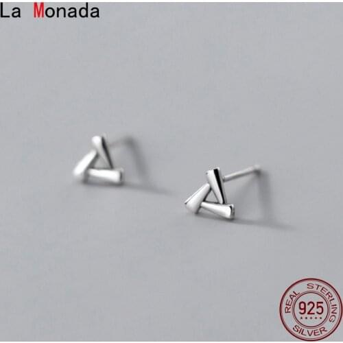 La Monada Women Silver Earrings 925 Stud Triangle Silver Earrings For Girls Stud Earrings Korean Women Jewelry Minimalist Female