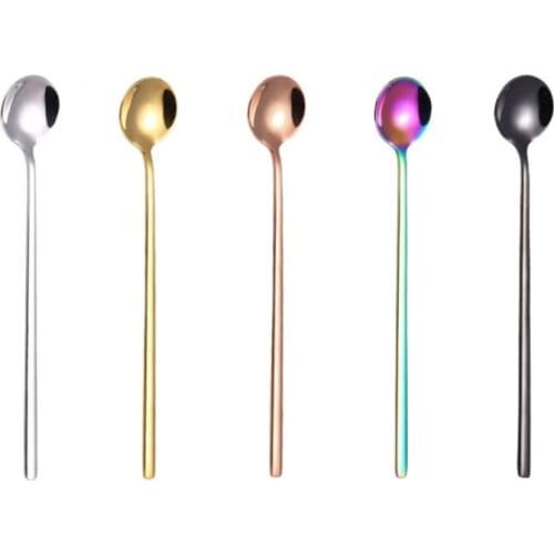 Rainbow Color Coffee Tea Stir Spoon Long Handle Ice Cream Dessert Spoons