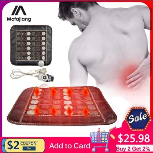 Natural Jade Massage Heating Mat Electric Infrared Tourmaline Stone Seat Pad With Controller Pain Relief Relax Heat Therapy