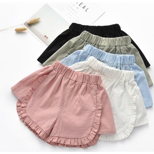 Fashion New Baby Girl Shorts Childrens Girls Short Pants Toddler Solid Casual Shorts Kids Cute Floral Print Ruffle Pants 2-7Y