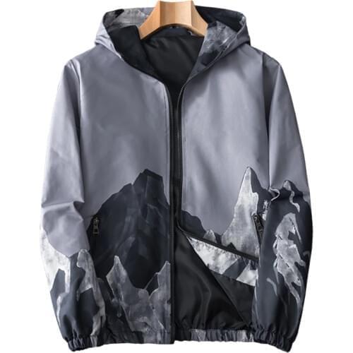 2020 Autumn Windbreaker Jackets Men Hooded Coats New Causal Cotton Print LightWeight Men jackets Coats Bomber clothes Sportswear