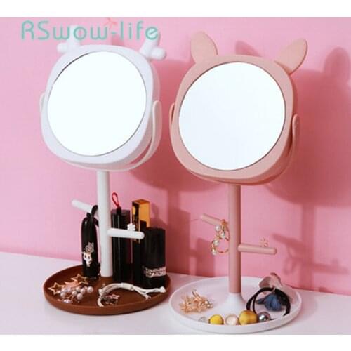 Desktop Cartoon Makeup Mirror Portable Makeup Mirror Makeup Vanity Vanity Accessories Vanity Mirror Round Mirror
