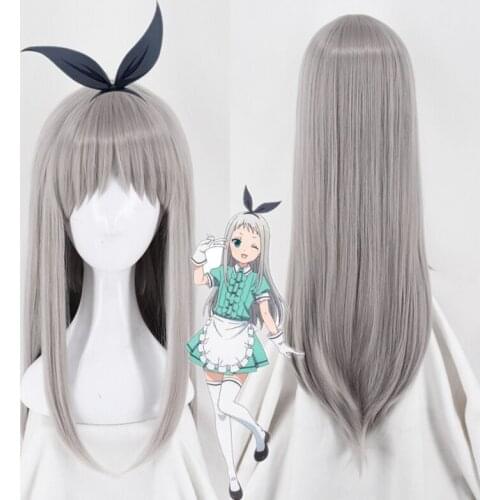 Japanese Anime Blend S Kanzaki Hideri Aus Straight Long Silver gray Cosplay Wig Halloween Costume Play Wigs For Women Blend S w