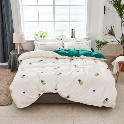 Bedclothes Fresh Pineapple Bed Linen Set Ab Side Modern Simple Style Full Size Bed Set Cotton Sheet Duvet Cover Sets Bed Clothes