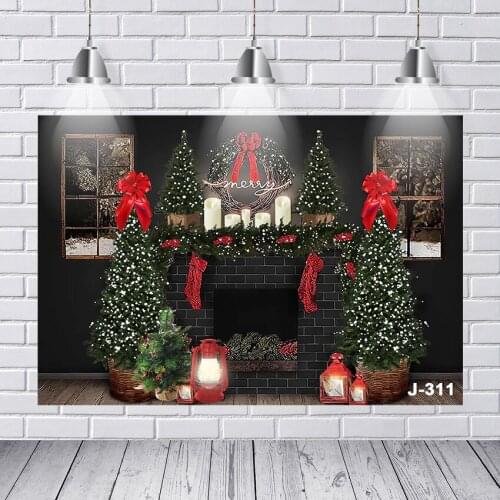 Christmas Tree Fireplace Photocall Interior Baby Gift Photography Backdrop Photographic Decoration Backgrounds for Photo Studio
