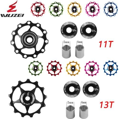 2pc WUZEI Mountain Road bike 11T 13T aluminum Jockey Wheel Rear Derailleur Pulley Metal Bearing Guide Pulley Bearing 1 pair