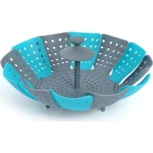 Folding Dish Steam Plastic Food Basket Mesh Vegetable Vapor Cooker Steamer Expandable Kitchen Tool Steamer