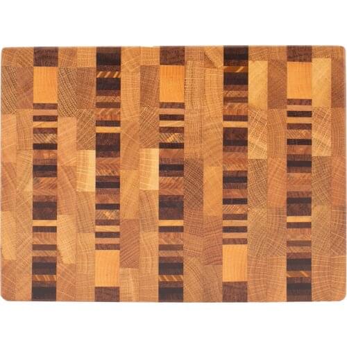 Soandora End Grain Cutting Board Oak Wenge Maple 5 Short Edge Striped Pattern