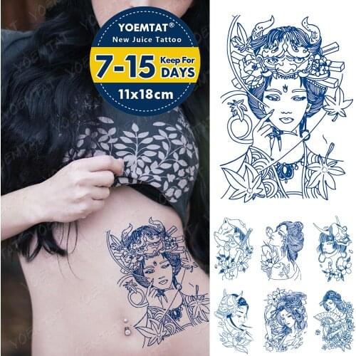 Juice Ink Tattoos Body Art Lasting Waterproof Temporary Tattoo Sticker Geisha Beauty Warrior Tatoo Arm Fake Tradition Line Tatto