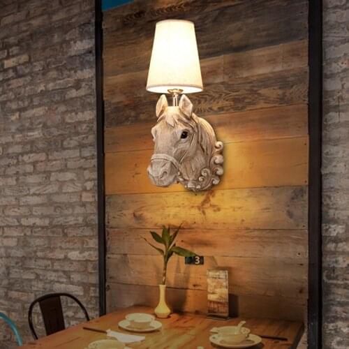 Modern LED Wall Lamps Horse Head Sconces for Bedroom Light Fixture Bedside Bar Restaurant Cafe Loft Decor Corridor Wall Light