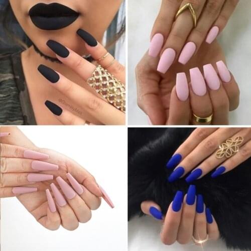 Amazing Matte Nails Press on Nails 100PCS Nail Tips Non-shiny Nail High Fashion Nail colors Black Red Wine new beauty Coffin