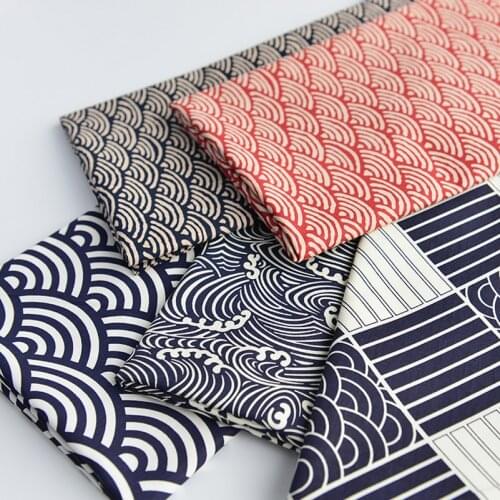 Japanese Wavy Scales Cotton Twill Fabric for Bed Sheet Sew Clothes Home Textile Per Half Meter