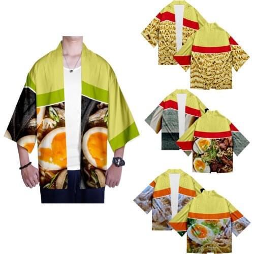 3D Printed Japanese Ramen Kimono T Shirts Men Women Summer Hip Hop Cardigan Casual Cool Boys Girls Sun protection Shirt