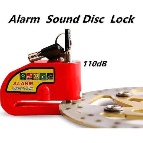 Alarm Disc Lock with 110dB Alarm Sound, Waterproof Motorcycle Lock, Wheel Padlock Security Lock, with 5feet Reminder Cable, for