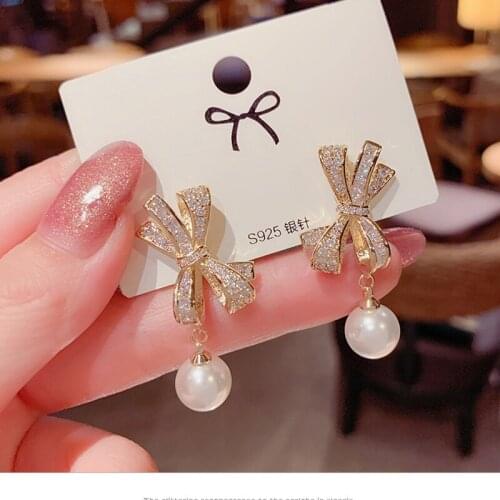 2021Trend Butterfly Pearl Dangle Earrings Temperament Ladies Personality Exaggerated Micro-inlaid Zircon Women Luxury Jewelry