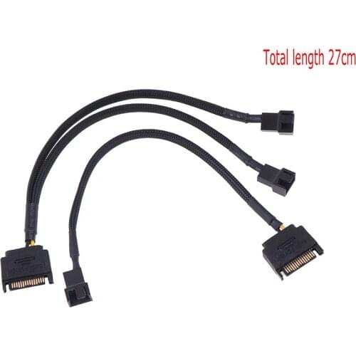 1Pc Sleeved SATA 15Pin to 3Pin 4Pin Cooling Fan Power Adapter Extension Cable Wire Cord Computer Cables Accessory High Quality