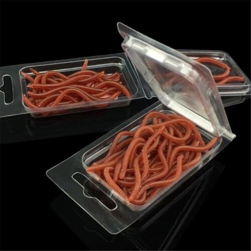 20Pcs Simulation Earthworm Fishing Red Worms Artificial Fishing Worms Fishy Smell Lures Soft Bait Fishing Tackle 8cm