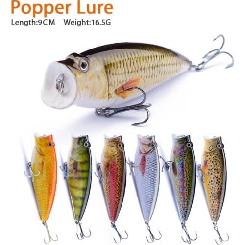 2020 Hot Sale Topwater Popper Fishing Lure Crankbait 90mm/18.5g Hard Bait Artificial Wobblers Plastic Fishing Tackle With Float