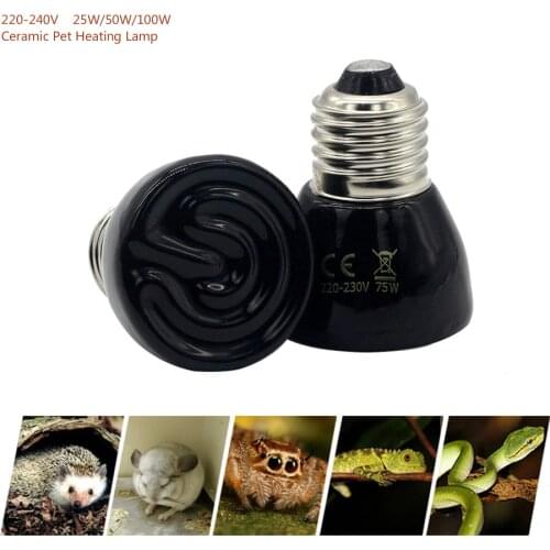 25W/50W/100W Far-Infrared Ceramic Pet Heating Lamp Lizard Tortoise Spider Reptiles snake Box Heater Warmer Heat Bulb Brooder