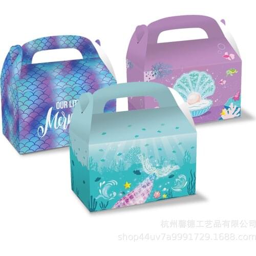 3pcs Colorful Mermaid Gift Bags Little Mermaid Party Supplies Kids Birthday Gifts Mermaid Favor Bag Candy Boxes Baby Shower