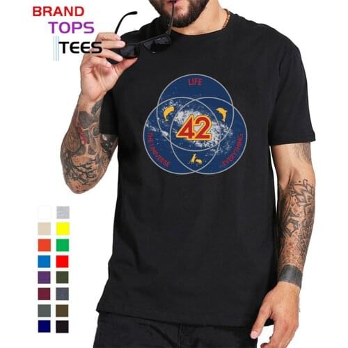 42 The Answer To Life The Universe Everything T shirt men Don't panic tshirt 42 Hitchhiker Guide To The Galaxy T-shirts