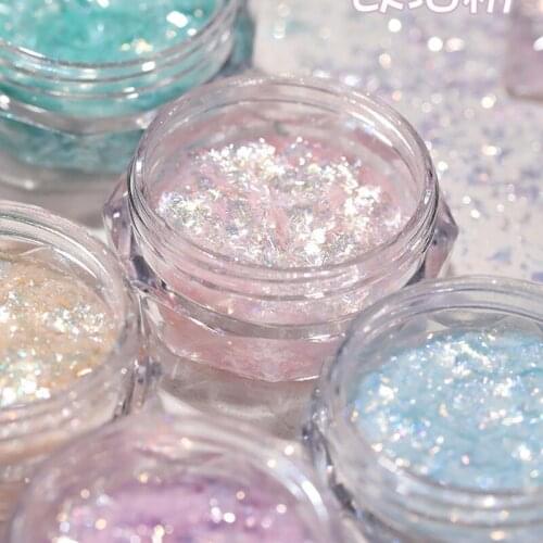 6Bottle Mermaid Fine Nail Glitter Sequins / Opal Powder Cloud Brocade Powder/Transparent Thin Ice/Aurora Shimmer Sequins UWET-2
