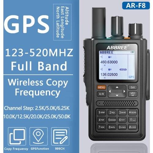 ABBREE AR-F8 GPS Walkie Talkie high power 136-520MHz Frequency CTCSS DNS Detection huge led display 10km long range