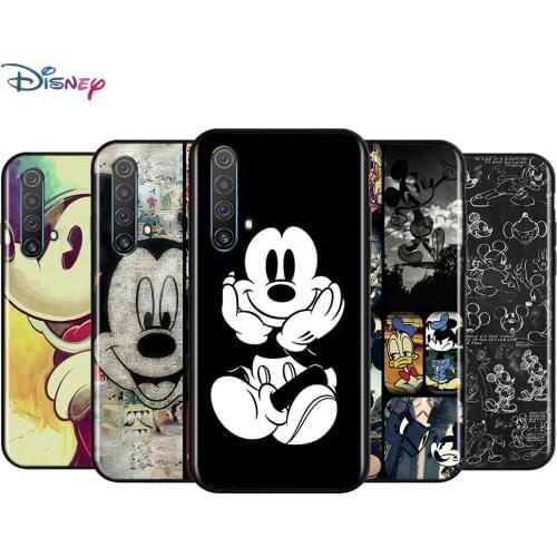 Black Soft Mickey Mouse For Realme 7i Global C2 C3 C11 C12 C15 C17 X2 X3 Superzoom X50 XT Q2 Q2i Pro 5G Phone Case