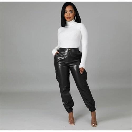 All Black High Pockets Hip Skinny Pants Sexy Tight Club Party Lady Fashion Trouser High Street Pants